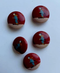 BOUTONS ANCIENS Skieur peint à la main ART DÉCO French Antik.