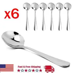 6 PCS Spoons. · Each spoon is well-made, smooth, shiny and pretty. Material: Stainless Steel. · Ergonomic handle...