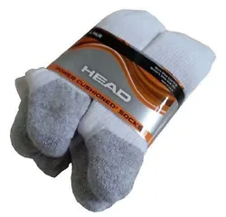 USED TO BE SOLD AT COSTCO ! YOU ARE GETTING 6 PAIRS OF WHITE HEAD POWER CUSHION / CUSHIONED CREW CASUAL LONG SOCKS....