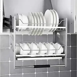 Pull-Down Dish Rack System Spice Rack Kitchen Shelf 2 Tier Upper Cabinet Pull-Out for Organizer. This pull down dish...
