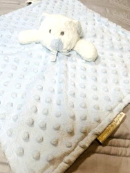 Adorable Blue white Minky Dot Bear super softkept at Grandmas houseclean smoke free homewe ship everyday