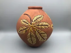 Pier 1 Vintage Brown Ceramic Leaf Vase Hand Crafted Pottery 9” tallThis is used and good shape, Free of cracks, free...