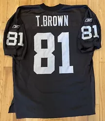 Los Angeles Raiders & Oakland Raiders Legend and NFL Hall of Fame Tim Brown #81 Reebok Jersey helmet tag size 48 or XL....