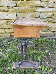Antique Cast Iron Wood Kenney Brothers Wolkins #7 Child Desk Adjustable Boston. Wood is distressed and stained. Needs...