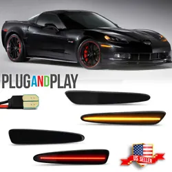 For 2005-13 Chevy Corvette C6 Smoked Front Rear Amber Red LED Side Marker Lights.