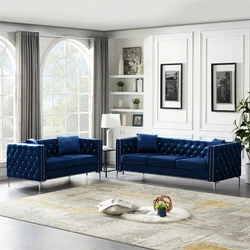 （2+3 seat） Modern Velvet Living Room Sofa Set + Loveseat,Jeweled 4 Pillows Included. This 2 piece sofa and loveseat...