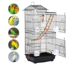 Free accessories: 4x plastic feeders, 3x wooden perches, 2x toys, 1x ladder, 1x swing. This bird cage features enough...