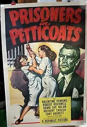 (PRISONERS IN PETTICOATS 1sh 1950 great woman in prison cat fight artwork! ; 
