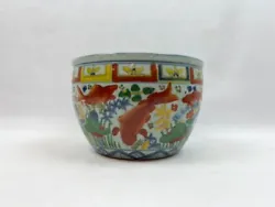 Hand thrown and hand painted in vivid koi fish and water plants. Good condition. Weight: 6 lbs 9.1 oz.