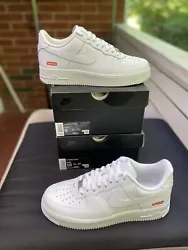Size 10 - Nike Air Force 1 x Supreme Low Box Logo - White