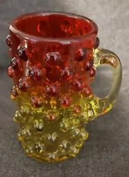 Vintage Fenton Amberina Hobnail Ombre Small Glass Cup Mug Vase 4.5”. No chips or cracks