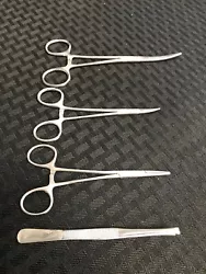 Very good used condition. Lot of 4 includes: 1 blunt end tweezers, 1 straight 5