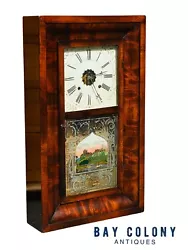 19TH CENTURY ANTIQUE EMPIRE MAHOGANY TERHUNE & EDWARDS SHELF / MANTLE CLOCK. The clock has a nice face with a sunburst...