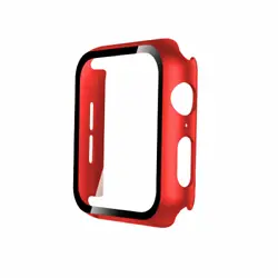 For Apple Watch 44mm Hard PC Bumper Case with Tempered Glass RED For Apple Watch 44mm Hard PC Bumper Case with Tempered...