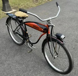 1956 Schwinn Hornet Deluxe bicycle ( red & black). All original missing front lens to Delta fender light. Light...