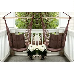 ESPRESSO COTTON PADDED SWING CHAIR. Set of 2 Swing Chair. The garden decor weighs 3.2 lbs. Maximum weight limit: 200...
