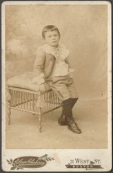 Boy with Furniture Boston Massachusetts Cabinet Photo Portrait. Cabinet Photo.