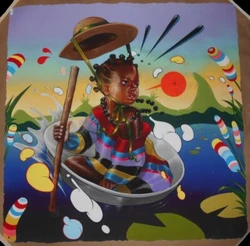 Kayla Mahaffey DONT ROCK THE BOAT Art Print #/100 max sansing hebru brantley. Brand new still sealed in original...