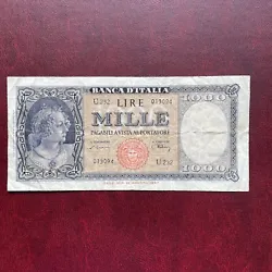 Italie Billet 1000 LIRE 1948 Série U.232 Banca D italia1 trou d épinglage Pli multiples Aucune fente Billet non...