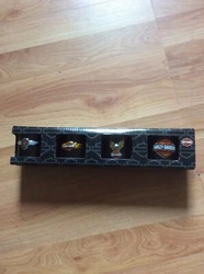HARLEY DAVIDSON 4 CERAMIC MUGS SHOTS 20 YEARS OLD. GREAT HARLEY LOVERS COLLECTIBLE. MINT CONDITION FACTORY SEALED NEVER...
