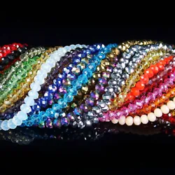 Faceted Rondelle. Czech Crystal. 100 Pcs beads. smoky quartz. mix(random). opaque ivory. opaque red. opaque orangered.