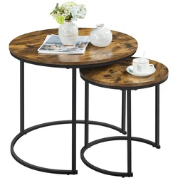 This round nesting coffee table perfectly combines function and industrial modern style. The tabletop is built of...