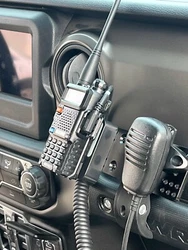 This clamp mount can be attached or removed in seconds on any Jeep with a grab bar. It will work with any HT, Walkie...