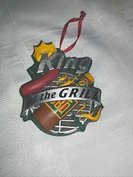 Hallmark 2008 King of The Grill Ornament , might have minor scratches. See picture with ruler size. (Z2)
