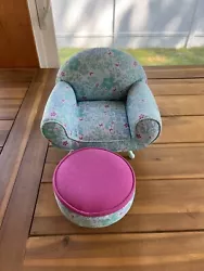 American Girl Doll Kanani Blue Floral Lounge Chair Ottoman Aloha Pillow Lot. Condition is Used. Shipped with USPS...