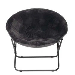 Kick back and relax with the Plush Saucer Chair in Black, perfect for kids and teens. Made with soft velvet fabric,...