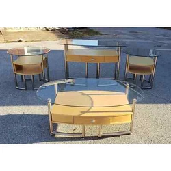 Great set of 4 tables. Coffee table with drawer that opens on both sides, 2 end tables and matching console table. End...