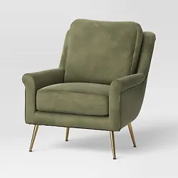 •Accent chair with brass-finish legs •Cushioned seat and back •Solid velvet upholstery •Spot or wipe clean ...