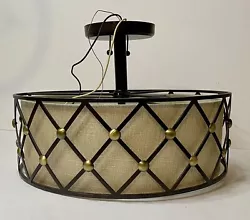 Vintage Ceiling Light Fixture Chandelier Hanging Lamp with Drum ShadeShade Diameter 17”,Fitter Diameter...