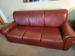 Italian Leather Red Italian Sofa, Loveseat, Chair. Condition is Used. Local pickup only.
