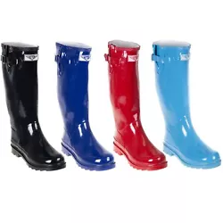 Full Rubber Rain Boots. Boots run large to allow for thick sock. Boots feature cotton lining. Boots are 11.5