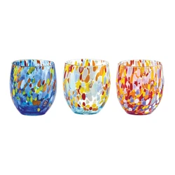 MURANO GLASS TUMBLERS - Carefully crafted on the island of Murano in the Venetian lagoon, these confetti glasses bring...