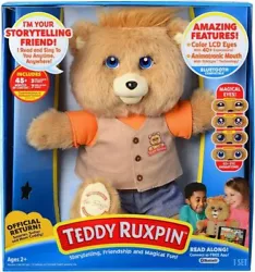 Read & sing along with the free Teddy Ruxpin App! Includes color LCD eyes with over 40 animations! ITEM IS PERFECT!...