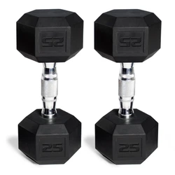 The barbell coated hex dumbbells feature steel, diamond knurled handles with protective coating providing long-lasting...