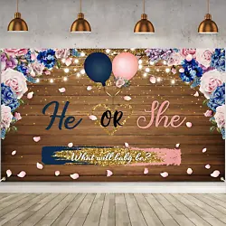 Gender reveal backdrop banner size: approx. 1 x Gender reveal backdrop banner (with rope). The colors may exist slight...