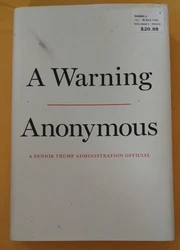 A Warning by Anonymous (2019, Hardcover) 1st edition.