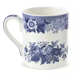 This generously sized 16 ounce mug features the Blue Rose motif. Material: Fine Porcelain. UPC: 749151505490.