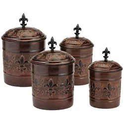 Ideal for storing flour, sugar, pasta, or coffee. This Rustic Style Kitchen Canister Set is handcrafted by skilled...