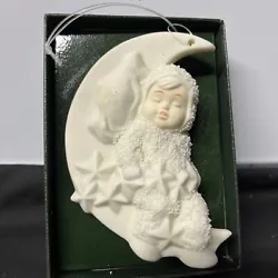 Dept 56 Snowbabies Rock-A-Bye-Baby on Moon w/Stars #7939 Christmas Ornament MINT. A5