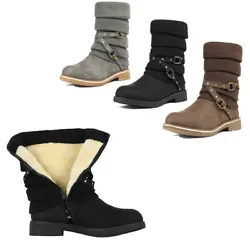 Low stacked heel mid calf boots with round toe,side zipper closure for easy on/off. Mid Calf Winter Boots. The top...