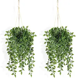 【Premium Material】Plastic faux plants have plenty of green branches and leaves that make it resemble a elegant...