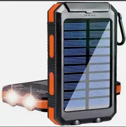 Batterie externe étanche à recharge solaire 20 000 mah avec lampe led intégrée et double port usb