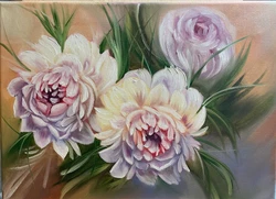 Peony Oil Painting. Floral Painting. Oil paint on stretched canvas Handmade from start to finish by artist Kateryna...
