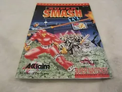 Super Smash TV Super Nintendo SNES Instruction Manual Booklet ONLY - in good condition with some wear - see pictures