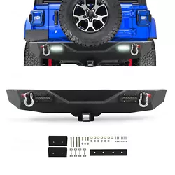 2007-2018 Jeep Wrangler JK. 1 x Rear Bumper WITH 2 LED Lights. Type : Rear Bumper. ⭐Manufactured from durable 3.0mm...