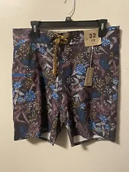 PATAGONIA MENS (STRETCH PLANING) BOARD SHORTS 32x19 NWT FLORAL PATTERN COOL!.